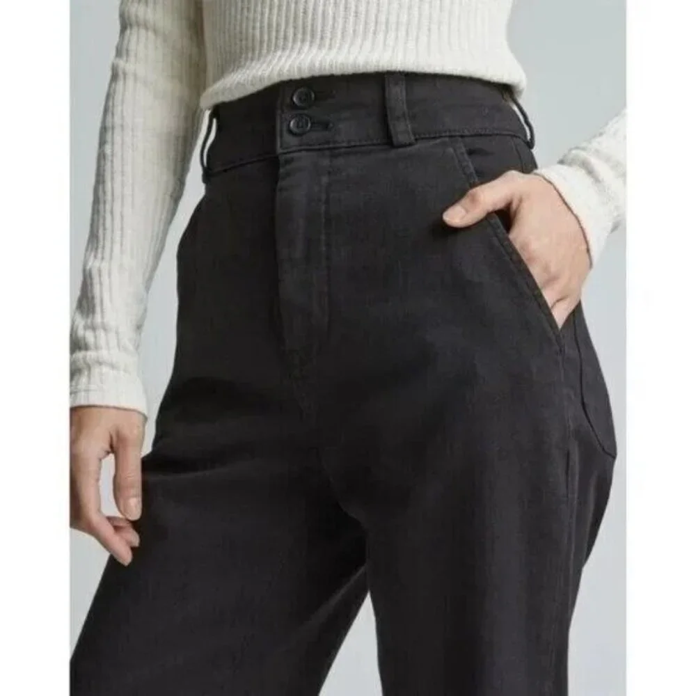 NEW Everlane The Organic Straight-Leg Pant High Rise in Black Size 6 Womens - Picture 5 of 11